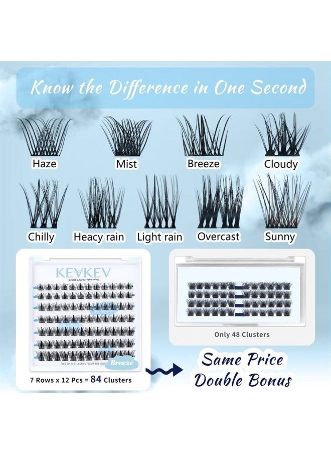 KevKev Lash Clusters 84 Pcs Cluster Lashes Eyelash Clusters DIY Cluster Eyelash Extensions Individual Lashes Thin Band & Soft(Mist,D-12mm)  - Image 4