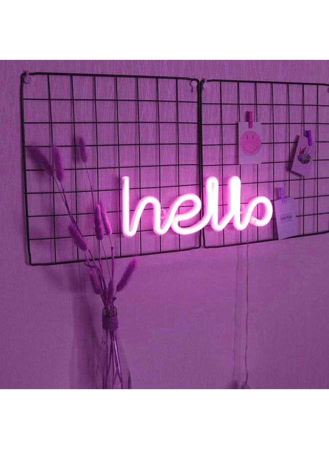 نيبمينينت مصباح ليلي بإضاءة LED نيون بتصميم كلمة "Hello" لديكور الحائط أرجواني سادة 34 x 11.5سم - Image 1