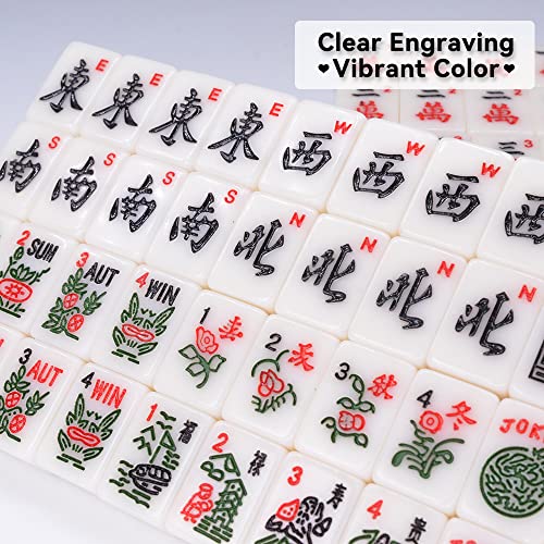 drizzle Travel Mini American Mahjong Set - 166 White Tiles Includes Jokers 0.8" White Melamine Material - with Racks Instructions and Panda Bag 2.20 Pounds - Image 4