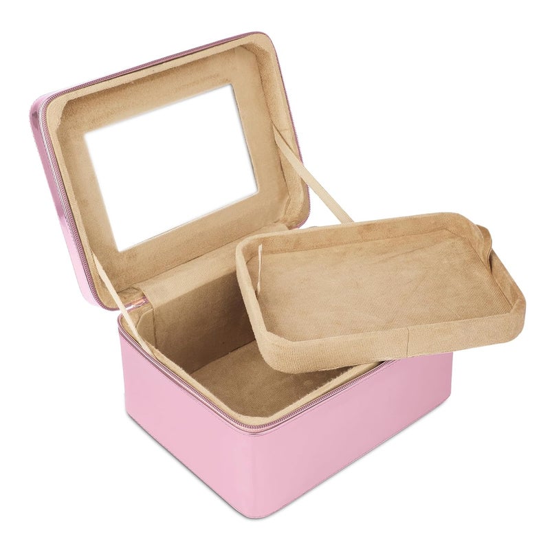 NFI essentials Makeup Box, Vanity Box for Women Bridal, Cosmetic Box, Jewelry Organizer Bag, Trousseau Box, Beauty Case Organizer for Wedding Large (Light Pink) 23x18x13cm - Image 3