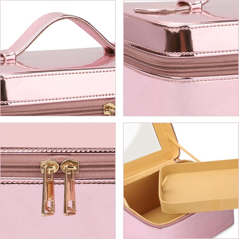 NFI essentials Makeup Box, Vanity Box for Women Bridal, Cosmetic Box, Jewelry Organizer Bag, Trousseau Box, Beauty Case Organizer for Wedding Large (Light Pink) 23x18x13cm - Image 4