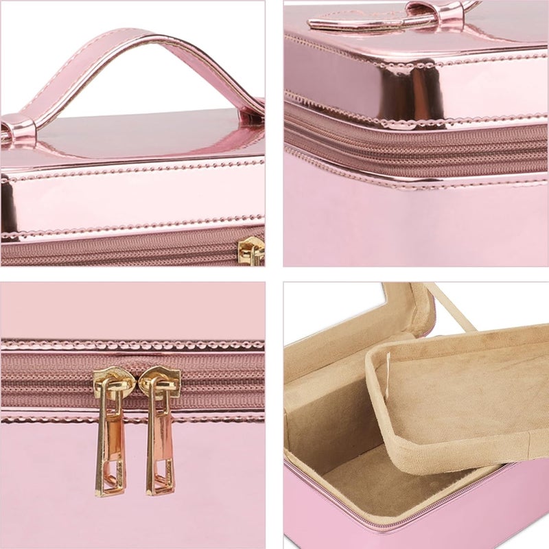 NFI essentials Makeup Box, Vanity Box for Women Bridal, Cosmetic Box, Jewelry Organizer Bag, Trousseau Box, Beauty Case Organizer for Wedding Large (Light Pink) 23x18x13cm - Image 5