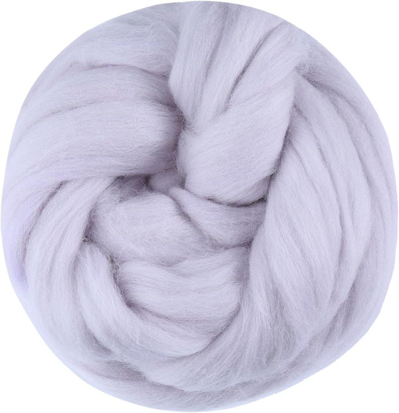 JUPEAN 3.53oz Wool Roving, Fiber Roving Wool Top, Needle Felting Supplies, Pure Wools, Chunky Yarn, Spinning Wools for Needle Felting Wet DIY Hand Spinning (Grey) - Image 1
