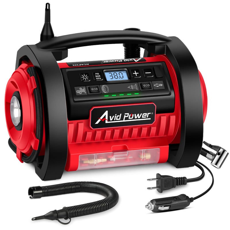 AVID POWER Tire Inflator Portable Air Compressor 12V DC 110V AC Car Tire Pump Air Mattress Pump with Inflation and Deflation Modes Dual Powerful Motors Digital Pressure Gauge - Image 3