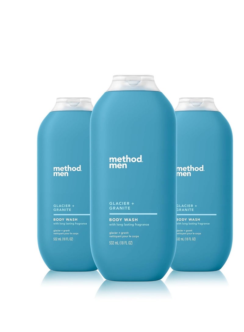 Method Method Men Body Wash, Glacier + Granite, Paraben and Phthalate Free, 18 FL Oz (Pack of 3) - Image 1