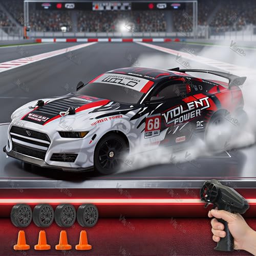 VikriDA 1:24 Scale RC Drift Car - 4WD High-Speed RC Racing Car with LED Lights, 2.4GHz Controller, Rechargeable Batteries & Drifting Tires - Multicolor - Image 2