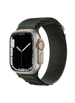Replacement Strap Silver Buckle Nylon Watch Band For Apple Watch Ultra 49mm / Series 8&7 45mm / SE 2&6&SE&5&4 44mm Green