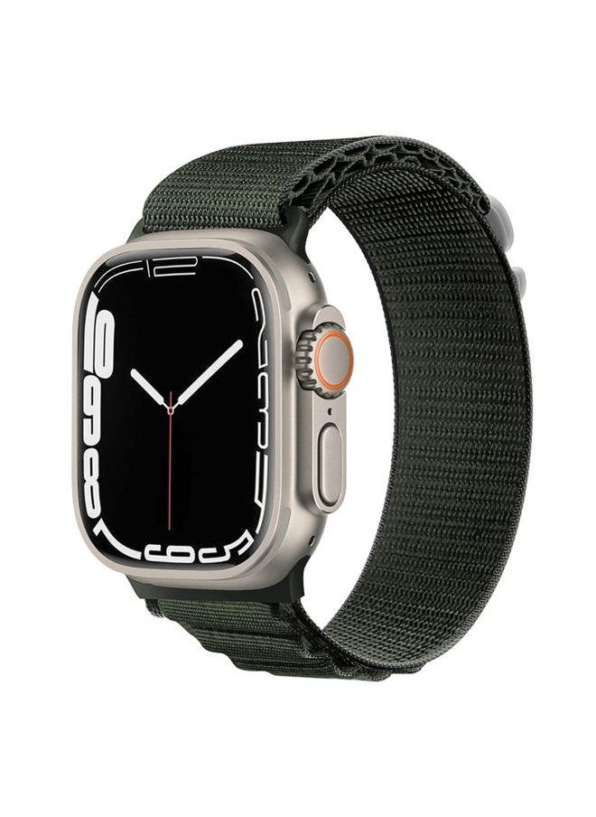 Generic - Replacement Strap Silver Buckle Nylon Watch Band For Apple Watch Ultra 49mm / Series 8&7 45mm / SE 2&6&SE&5&4 44mm Green - Image 1