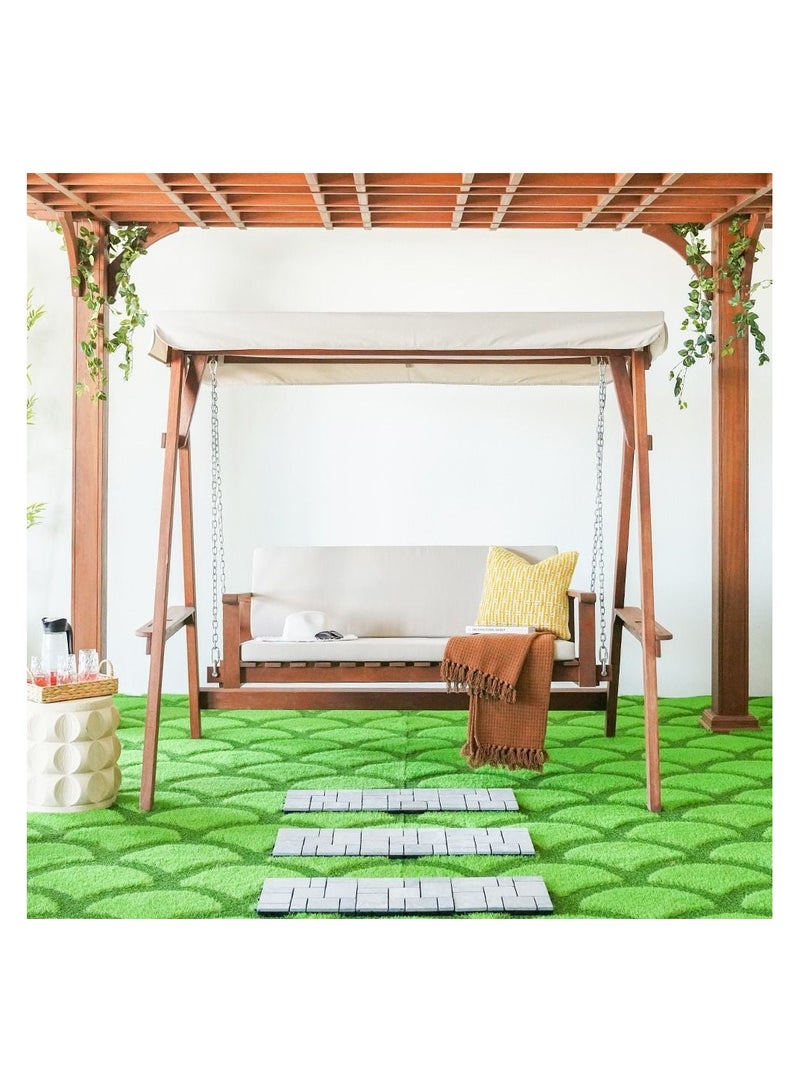 DANUBE HOME أرجوحة كامري خشبية مقعد أرجوحة خشبي صلب حديقة مقعد أرجوحة لشخصين أرجوحة كرسي فناء أرجوحة معلقة مقعد أرجوحة خشبي لحديقة كرسي للاسترخاء في الهواء الطلق - Image 1