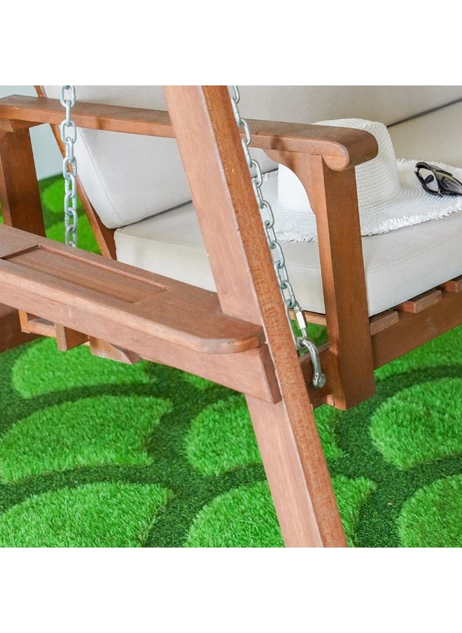 DANUBE HOME Camry Wooden Swing Solid Wood Swing Seat Garden 2 Seater Swing Chair Patio Hammock Hanging Swing Bench Seat Wooden Garden Swing Chair For Garden Outdoor Relaxing Chair  - Image 2