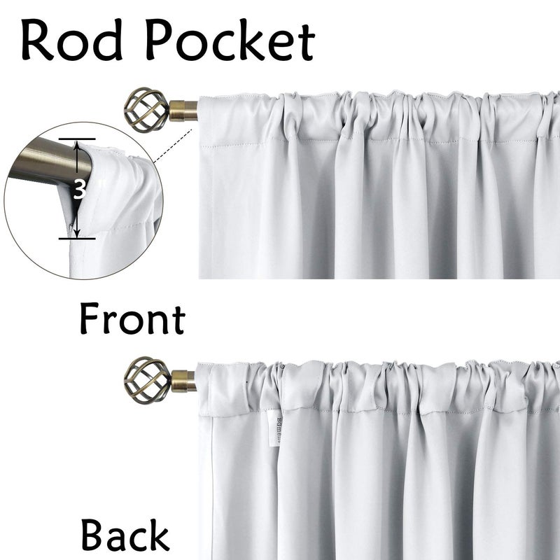 BGment بجلات بيضاء الستائر 72 بوصة الطول - 42 × 72 بوصة الجيب وعلامة التبويب الخلفية الغرفة المعزولة الحرارية الستائر الغامق لغرفة المعيشة 2 لوحات رمادية بيضاء - Image 2