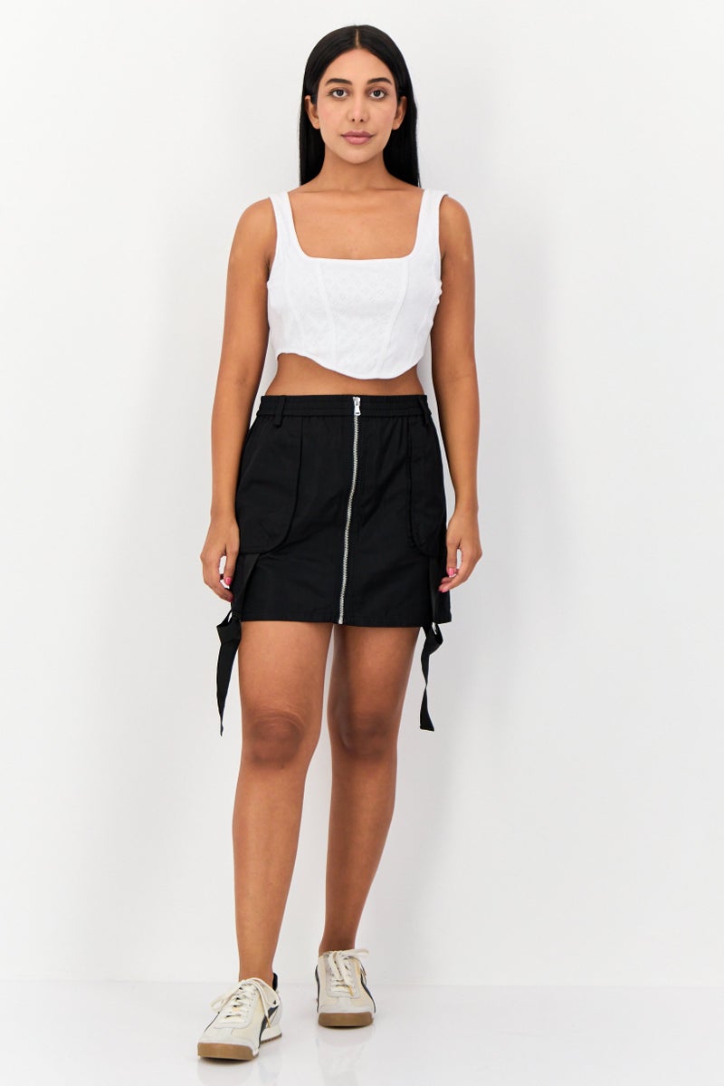 Don't Call Me Jennyfer Women Solid Mini Skirt, Black  - Image 2