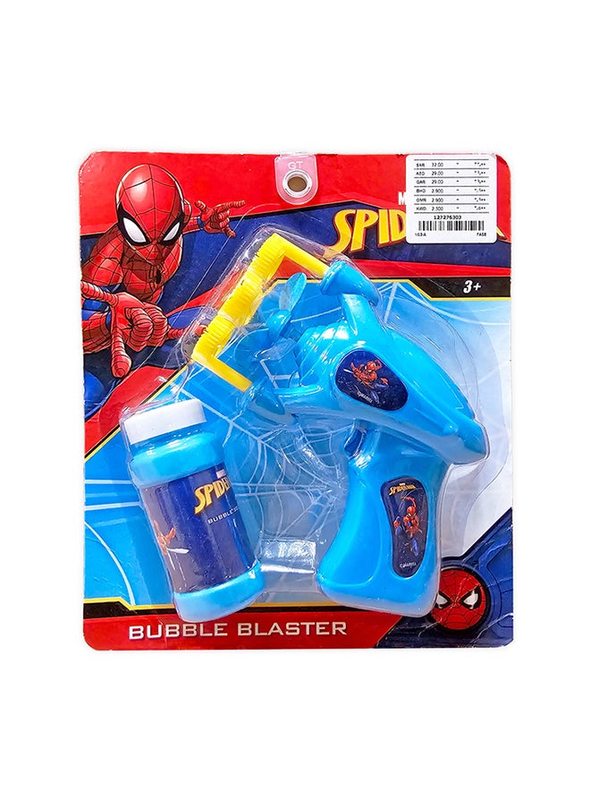 SPIDERMAN مسدس فقاعة سبايدرمان لجيوب النقود - متعة إطلاق الفقاعات بطابع سبايدرمان للأولاد، آمن ومضاد للحساسية، أزرق  - Image 1