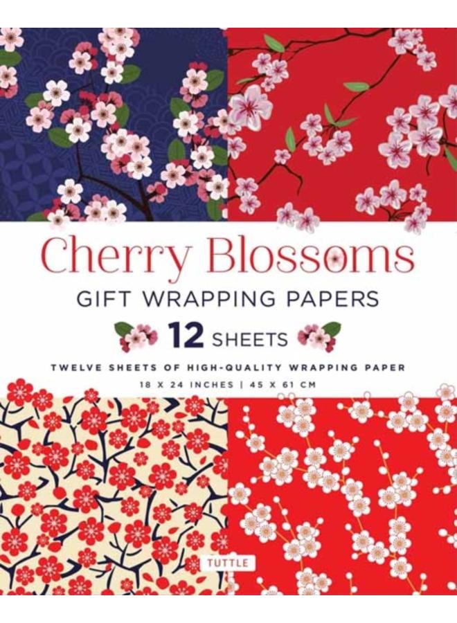 Cherry Blossoms Gift Wrapping Papers - 12 Sheets : 18 x 24 inch (45 x 61 cm) Wrapping Paper 