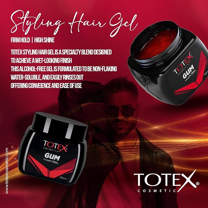 Totex Hair Styling GumGel Gummy Ultra Strong Edge Control Red Gel For Men Woman Afro Hair Braiding 700 ml