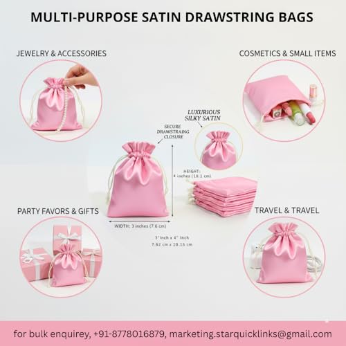 Star Quick Links® 3x4 inch (7.6 cm x 10.1 cm) 25 Pcs Satin Drawstring Bags, Small Party Favor Pouches, Jewelry Pouch for Gifting, Potli bag, Wedding, Baby Shower, Candy Bags for Treats & Goodies (Lime Green) - Image 3