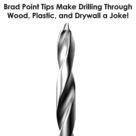 Baker and Bolt Extra Long 12" Brad Point Drill Bit Set for Wood High-Speed Steel Wood Drill Bits Set Titanium Coated Pack of 10 with Storage Sleeve (10 Pcs Brad Point 12" Long 1/8"-1/2") - Image 2