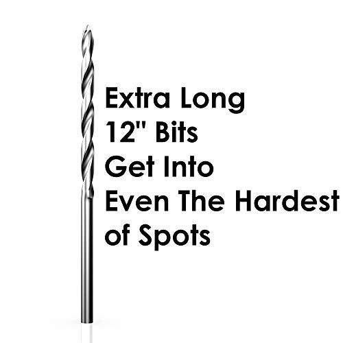 Baker and Bolt Extra Long 12" Brad Point Drill Bit Set for Wood High-Speed Steel Wood Drill Bits Set Titanium Coated Pack of 10 with Storage Sleeve (10 Pcs Brad Point 12" Long 1/8"-1/2") - Image 3