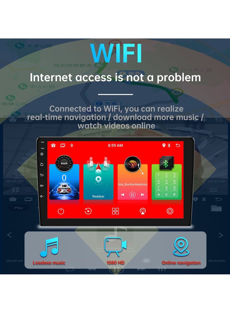 مشغل الوسائط المتعددة الصوتي للسيارة، ستيريو سيارة أندرويد مزدوج الدين، نظام صوت راديو السيارة بشاشة لمس عالية الدقة 9 بوصة مع نظام ملاحة GPS لسيارة Hyundai Nissan Toyota Kia، (9 بوصة 1 32 جيجا) - Image 3
