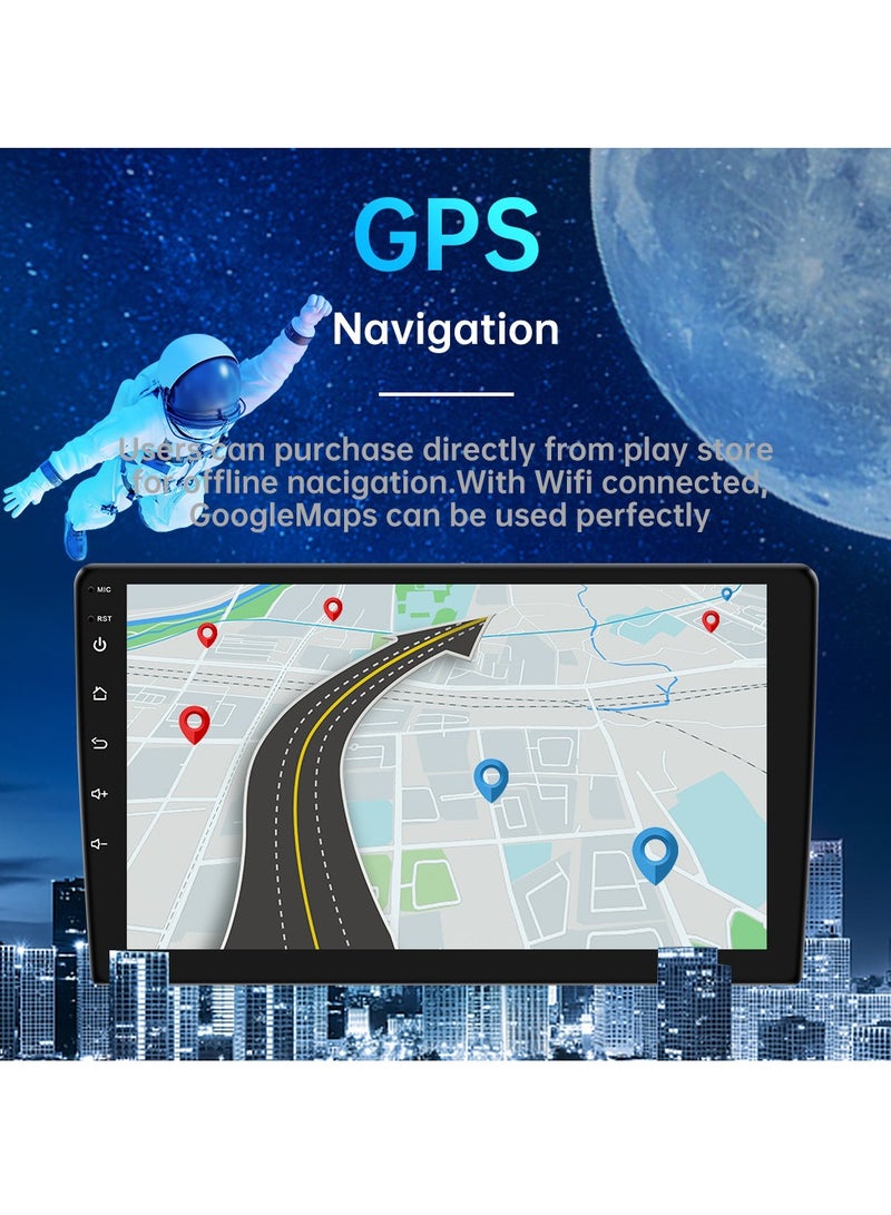 مشغل الوسائط المتعددة الصوتي للسيارة، ستيريو سيارة أندرويد مزدوج الدين، نظام صوت راديو السيارة بشاشة لمس عالية الدقة 9 بوصة مع نظام ملاحة GPS لسيارة Hyundai Nissan Toyota Kia، (9 بوصة 1 32 جيجا) - Image 4