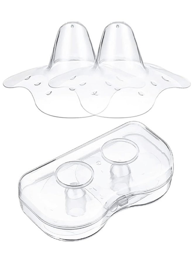 2 Pcs Contact Breast Nipple Shields Ultra-Thin and Super-Soft Food-Grade Silicone Nipple Extender Silicone Breast Milk Feeding Protector Nipple Shield Breastfeeding - Image 1