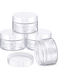 Patelai Patelai 4 Pieces Round Clear Wide-mouth Leak Proof Plastic Container Jars with Lids for Travel Storage Makeup Beauty Products Face Creams Oils Salves Ointments DIY Making(1 Ounce,White) 