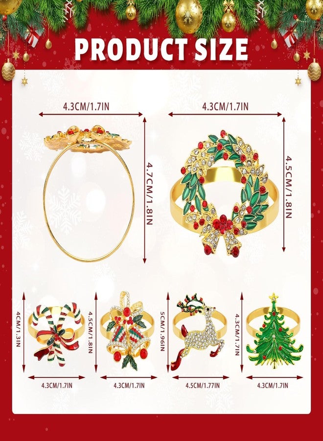 DTOFOOT 12 Pieces Christmas Napkin Rings, Napkin Holders for Cloth Napkins Rhinestone Crystal Holiday Napkins for Xmas Dinners Parties Wedding Adornment Table Decorations - Image 2