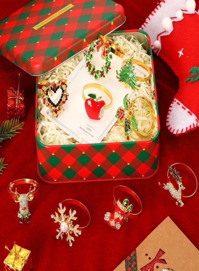 DTOFOOT 12 Pieces Christmas Napkin Rings, Napkin Holders for Cloth Napkins Rhinestone Crystal Holiday Napkins for Xmas Dinners Parties Wedding Adornment Table Decorations - Image 4