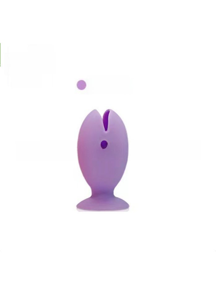 Generic - In stock silicone fish toothbrush holder toothbrush storage bag bathroom bathroom storage suction cup wall-mounted wash suit Lilac Purple - Image 1