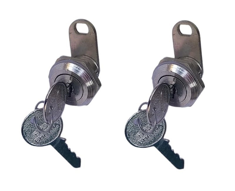 GinoSet® Universal CAM Lock 18MM for Drawer Glovebox Metal Electric Cabinet, CCTV Camera, Fire Hosebox Security Panel Lock with Key_Round Shape_Pack of 2 - Image 1