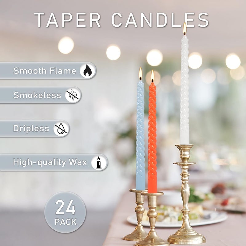 Grcdoyvl 12-Pack 12-Color Spiral Taper Candles - 10 Inch Dripless & Long-Lasting Burn, Decorative Twisted Candles for Wedding, Birthday, Christmas, Home Decor, Party Supplies (Premium Wax, Unscented) - Image 5