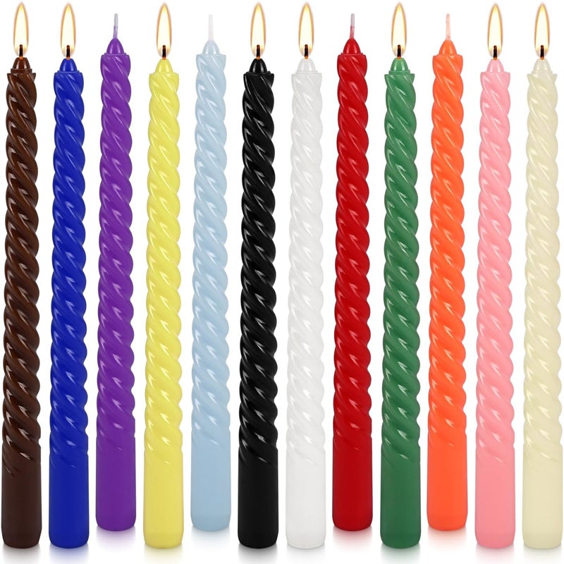 Grcdoyvl 12-Pack 12-Color Spiral Taper Candles - 10 Inch Dripless & Long-Lasting Burn, Decorative Twisted Candles for Wedding, Birthday, Christmas, Home Decor, Party Supplies (Premium Wax, Unscented) - Image 2