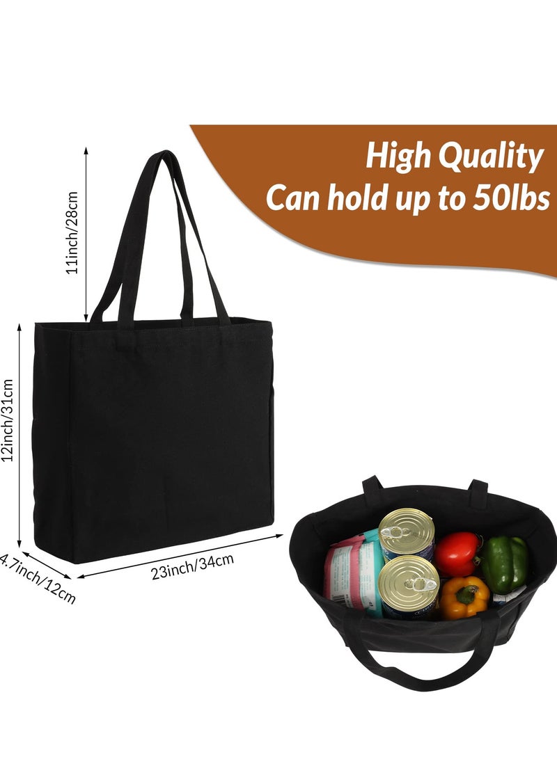 Zikra Women's Canvas Tote Bag For Crafts, DIYWomen's Canvas Tote Bag For Crafts, DIY Reusable Grocery Bag Shopping Bag Gift Bag (4 Pack) Reusable Grocery Bag Shopping Bag Gift Bag (4 Pack) - Image 3