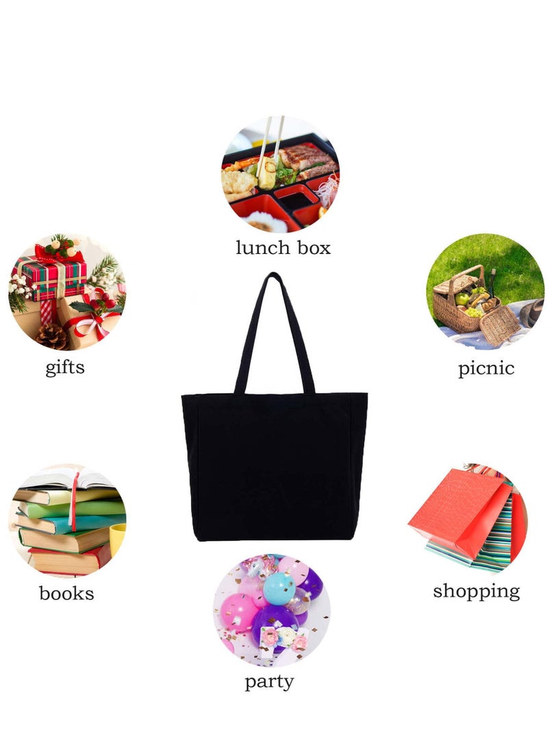 Zikra Women's Canvas Tote Bag For Crafts, DIYWomen's Canvas Tote Bag For Crafts, DIY Reusable Grocery Bag Shopping Bag Gift Bag (4 Pack) Reusable Grocery Bag Shopping Bag Gift Bag (4 Pack) - Image 4