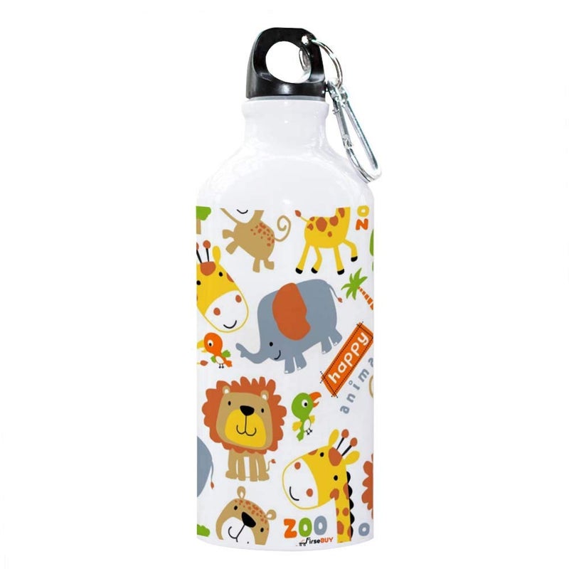 FirseBUY Animals Printed Water Bottle for Boys and Girls Aluminum Eco Friendly BPAFree 600 ml - Image 1