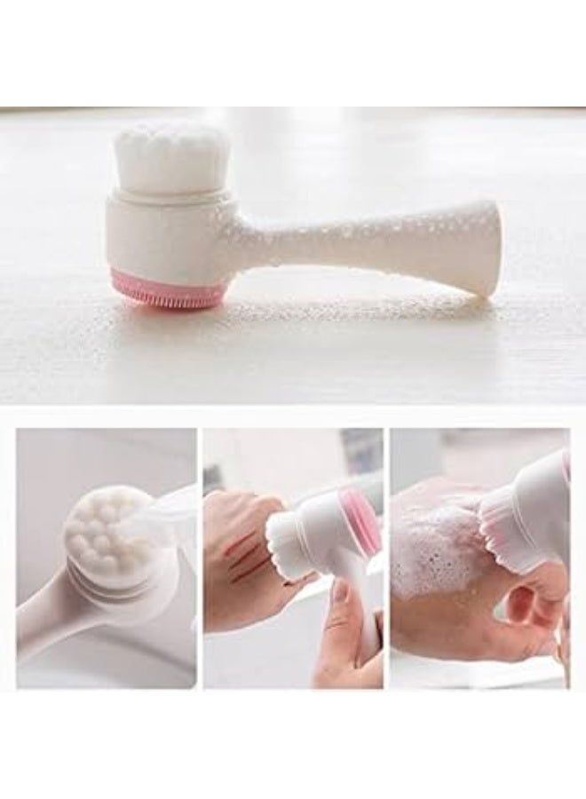 Double Face Cleanser Face Brush Soft Hair Silicone Face Washer Manual Makeup Remover Deep Cleansing Brush Random Color - Image 2