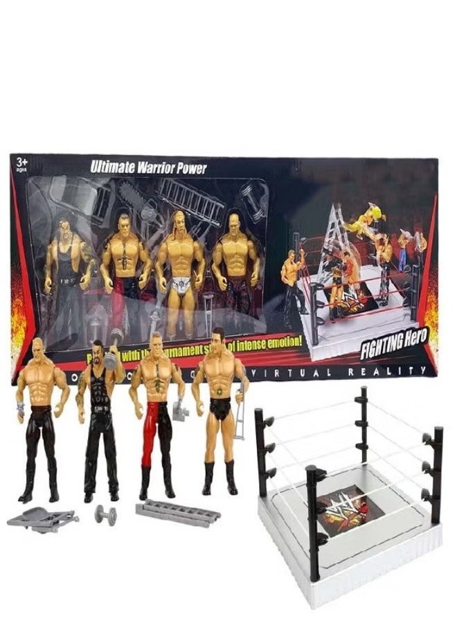 WWE Wrestling Action Figure Playset with Ring and Accessories, Multi-Figure Set - Image 1