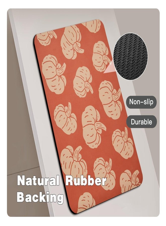 TYUU Halloween Bath Mat, Thin Halloween Bathroom Rug Non-Slip Quick Dry Pumpkin Bath Mat Fits Under Door Thin Floor Mat Fall Halloween Decor, 17’’x30‘’, Pumpkins Orange - Image 4