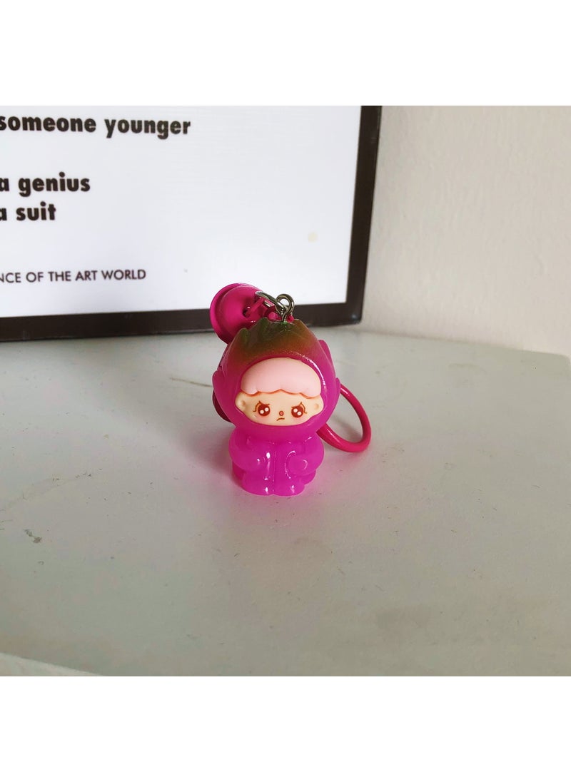 Generic 3D Fruit Bell Keychain Cute Students Accessory GiftThird generation three-dimensional fruit zaizai keychain [luminous leg holding dragon fruit] Third generation three-dimensional fruit zaizai keychain [luminous leg holding dragon fruit] 