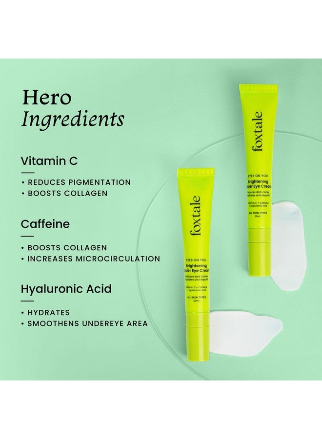 foxtale Brightening Under Eye Cream To Reduce Dark Circles And Puffy Eyes And Brighten With A Ceramic Tip, For All Skin Types, Unisex, 20Ml - Image 3