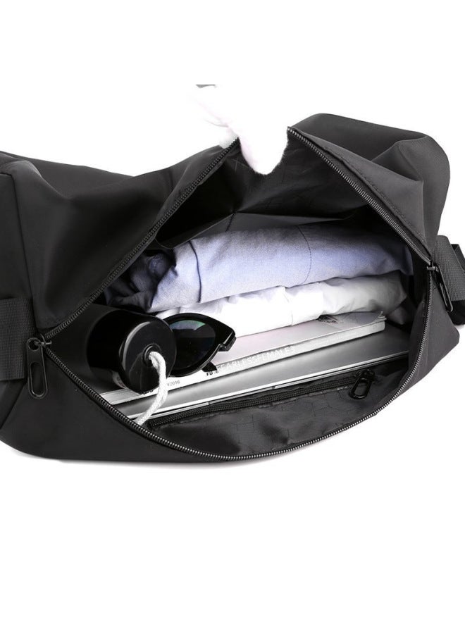 Men's Large Capacity Casual Fitness Travel Bag Nylon Crossbody Backpack Trendy Women's Sporty Short Trip Bag Single Shoulder-Color:Blue - Image 4