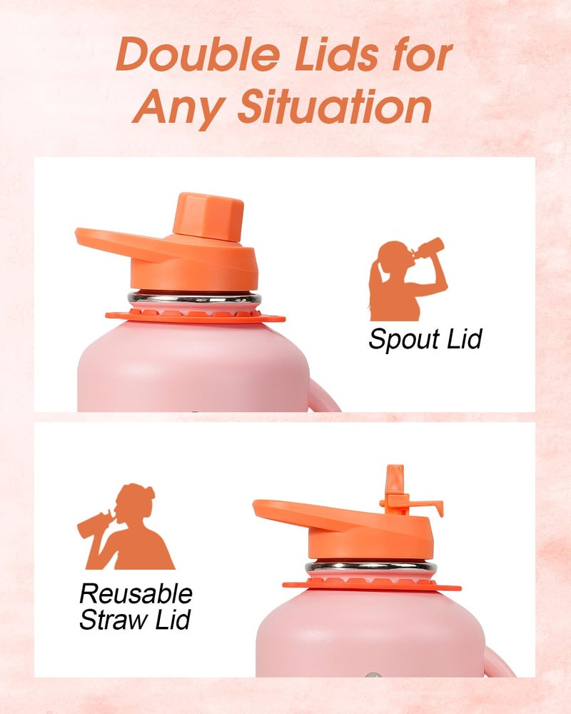 Coolflask 64oz Insulated Water Bottle, Coolflask Half Gallon Water Jug With Handle Straw Stainless Steel Double-Walled Vacuum Metal Large Flask With Strap Bpa-Free Leakproof, Keep Cold 48 Hrs, Sunny Orange - Image 4