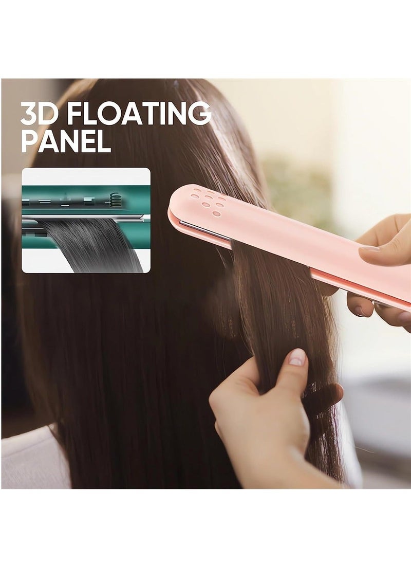 Mini Dual-Purpose Curling Iron, 2 in 1 Hair Straightener and Curler, Ceramic Iron for All Types, Portable Curler Home Travel (Pink) - Image 4