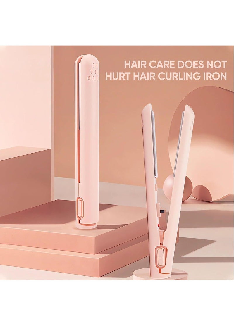 Mini Dual-Purpose Curling Iron, 2 in 1 Hair Straightener and Curler, Ceramic Iron for All Types, Portable Curler Home Travel (Pink) - Image 2
