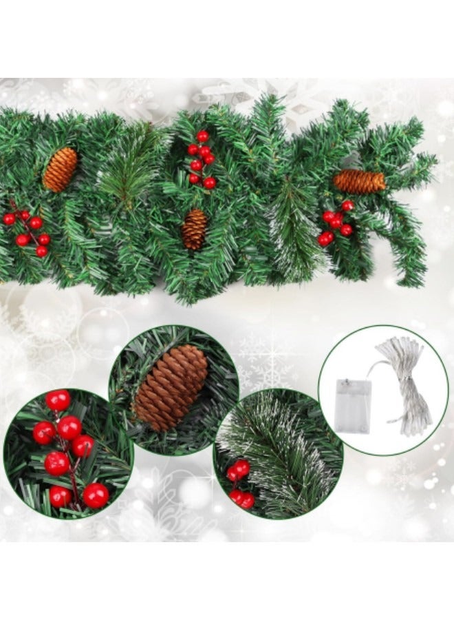 GGEROU تزيين عيد الميلاد من غارلاند بطول 9 أقدام مع 50 ضوء LED صناعي من الخوص الأخضر لزينة حفلات العطلات - Image 4