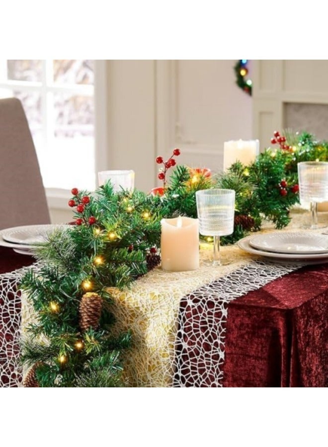 GGEROU تزيين عيد الميلاد من غارلاند بطول 9 أقدام مع 50 ضوء LED صناعي من الخوص الأخضر لزينة حفلات العطلات - Image 5