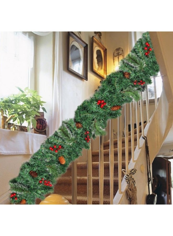 GGEROU تزيين عيد الميلاد من غارلاند بطول 9 أقدام مع 50 ضوء LED صناعي من الخوص الأخضر لزينة حفلات العطلات - Image 2