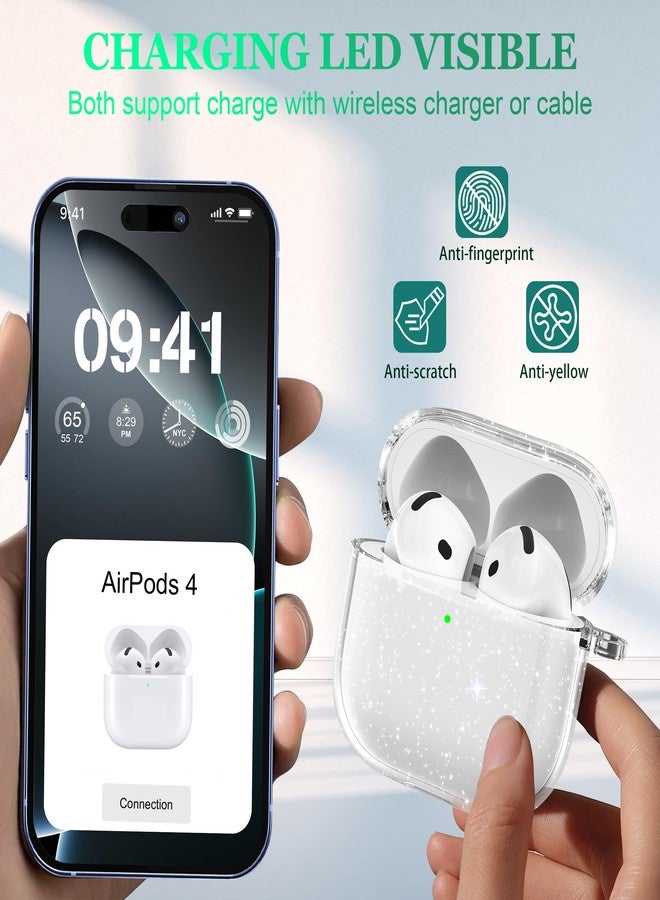 MHYALUDO غطاء حماية MHYALUDO لسماعات AirPods من الجيل الرابع (2024)، مقاوم للصدمات بمعايير عسكرية، مصنوع من مادة TPU ناعمة وشفافة للغاية ومقاومة للاصفرار، يأتي مع طقم تنظيف ومشبك دائري أنيق، لون رمادي لامع. - Image 3