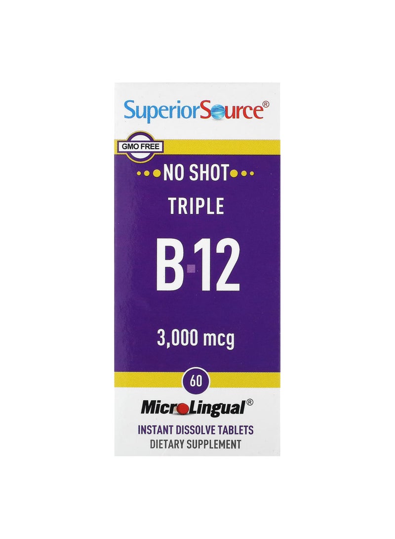 Triple B-12, 3,000 mcg, 60 MicroLingual Instant Dissolve Tablets
