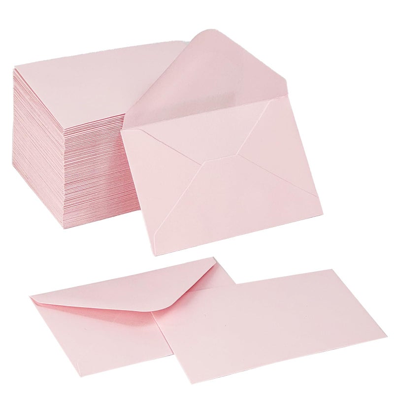 Ouzoustate 100 Pack Gift Card Envelopes 4 x 2.75" Mini Envelopes 120GSM Small Paper Business Gift Card Sleeves Bulk,Tiny Little Greeting Card Envelope Pockets for Invitation (Pink) - Image 1